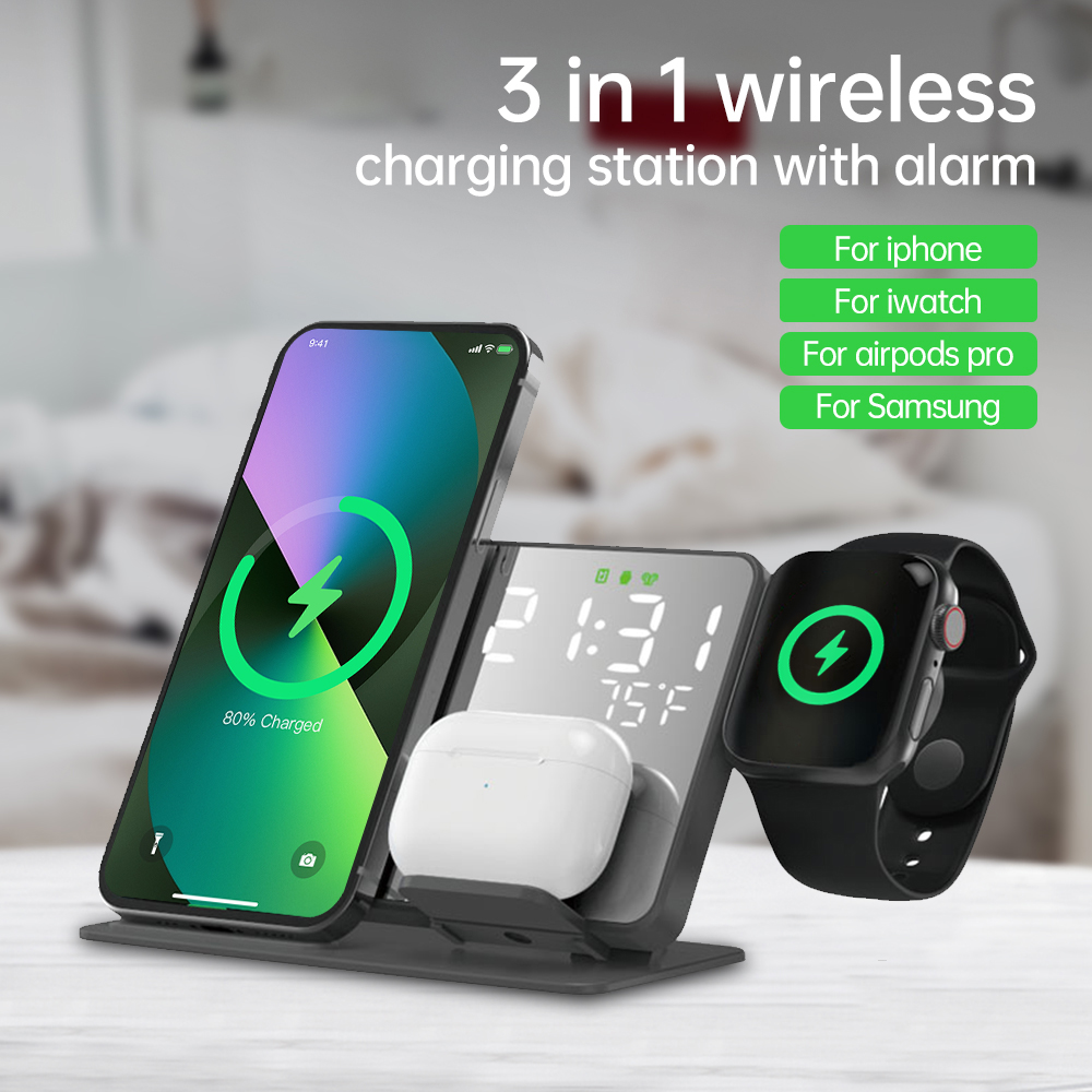 Smartwatch Watches Digital - 3 In 1 Draadloze Oplader Voor