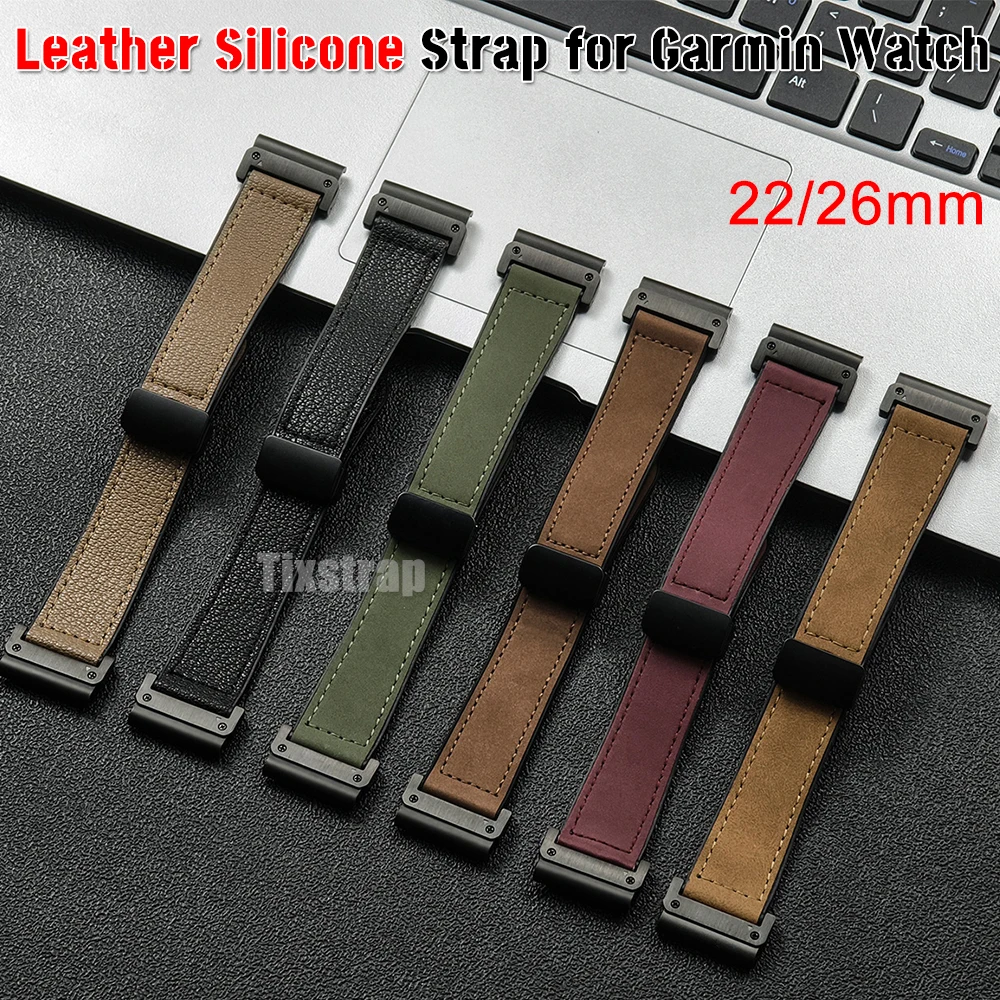 Watch Smartwatch Android - Lederen Siliconen Horlogeband Voor Garmin Fenix