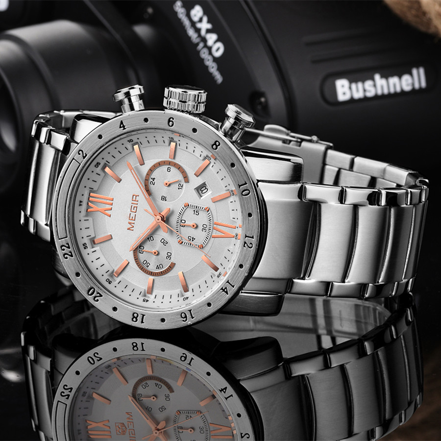 MEGIR roestvrijstalen vrijetij - Smartwatch Watches For Men Digital recensie en prijs
