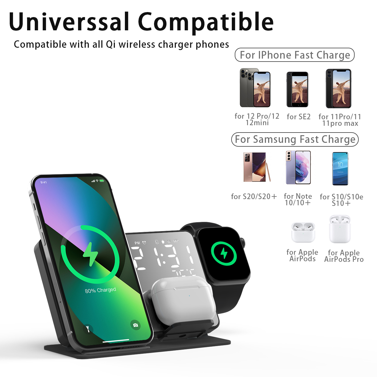 3 In 1 Draadloze Oplader Voor  - Smartwatch Watches Digital recensie en prijs