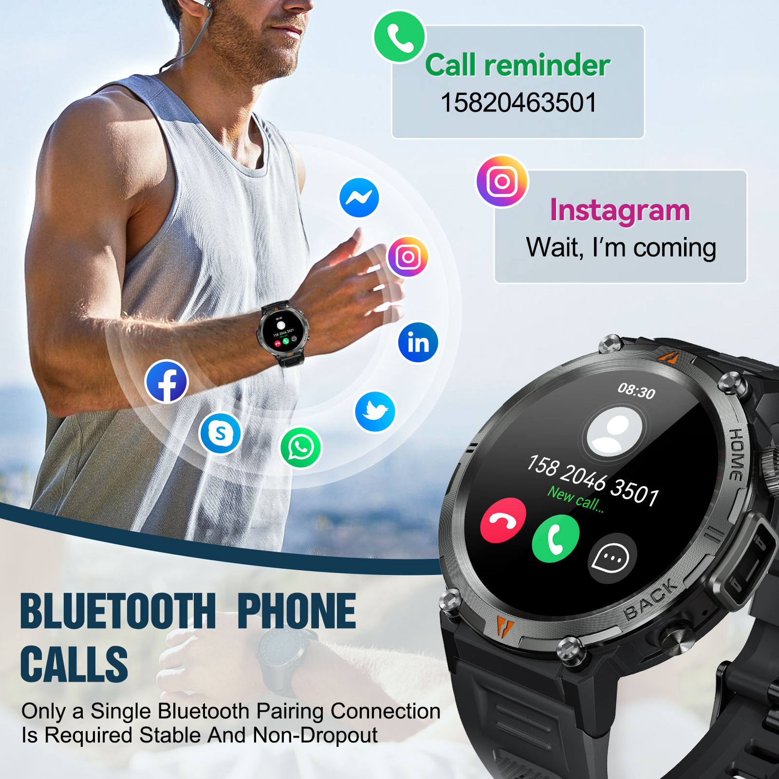 EIGIIS KE3 Bluetooth Oproep Sm - Smartwatch Watches For Men Digital recensie en prijs