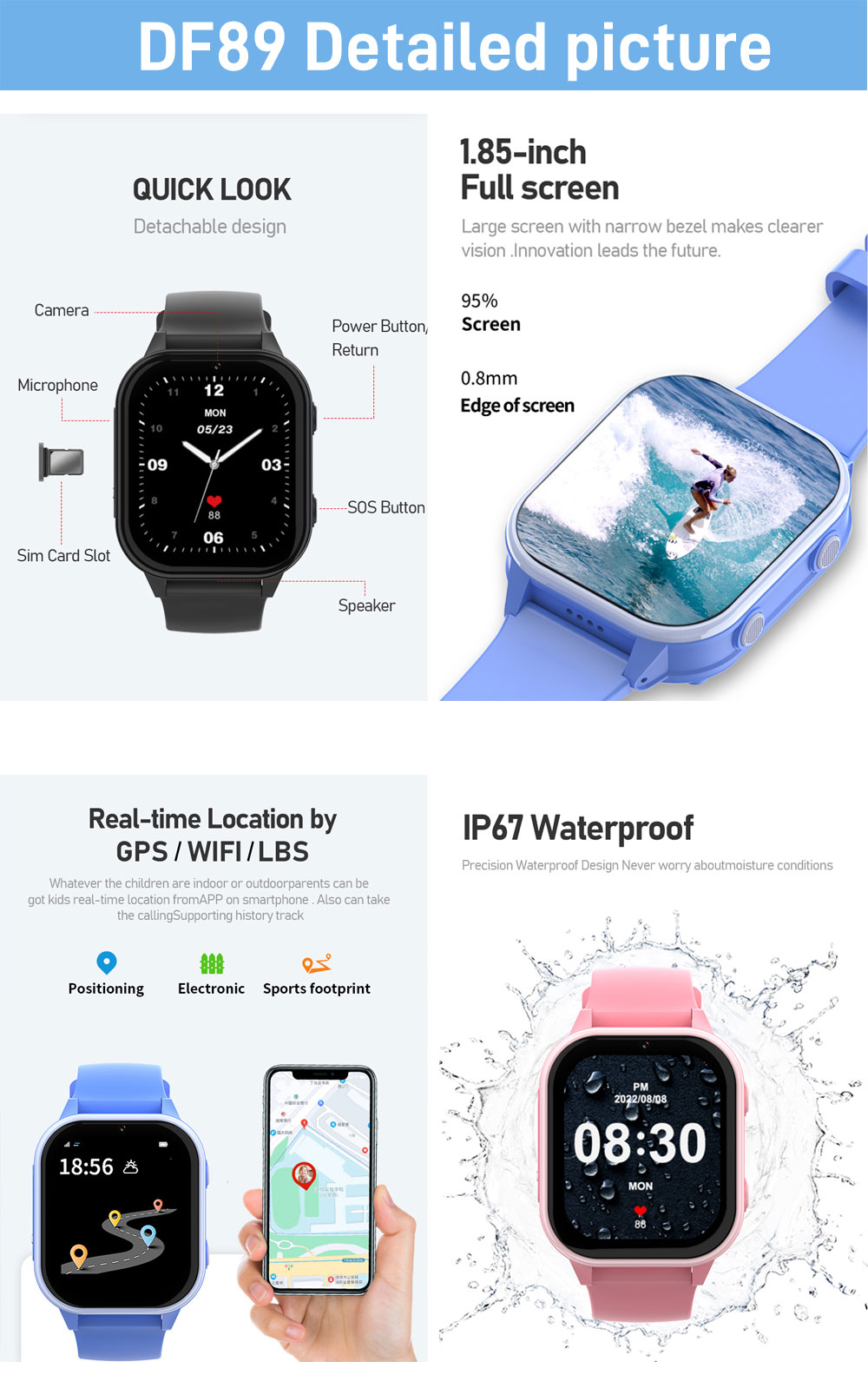2G 4G Kids Smart Watch Telefoo - Smartwatch Watches For Kid Boy Waterproof recensie en prijs